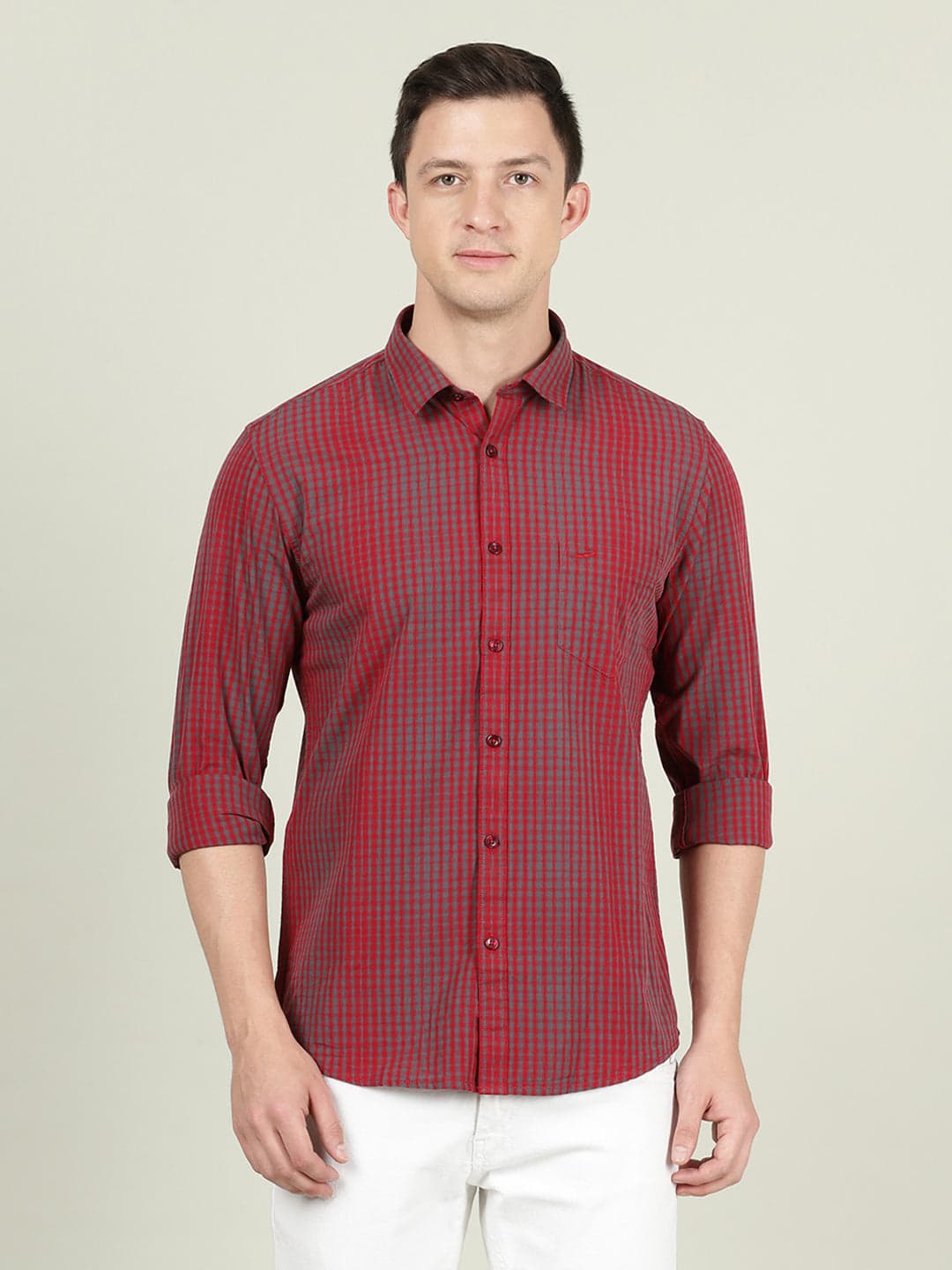 Red Checked Casual Full Sleeve 100% Cotton Shirt