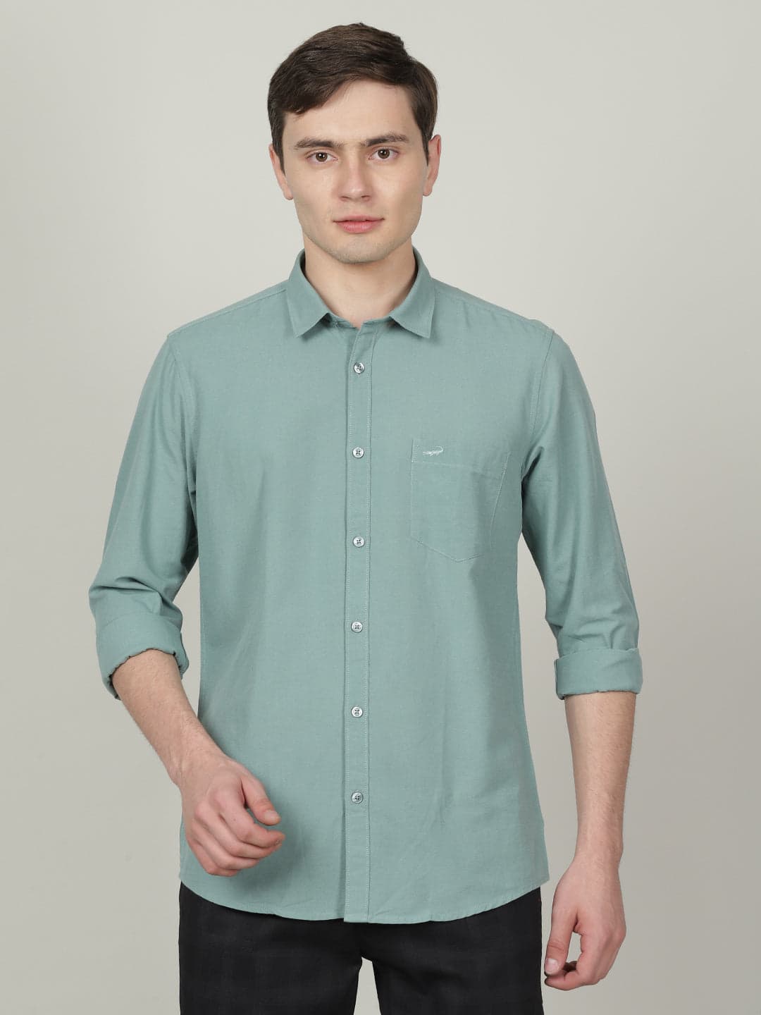 Solid Full Sleeve Casual Shirt Blue